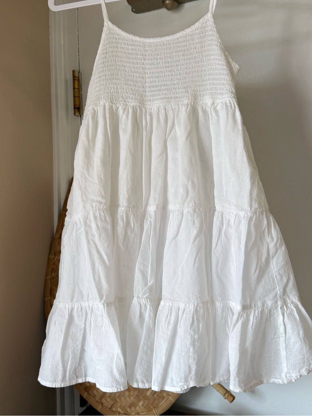 Hyfve White Smocked Babydoll Tank Top/ Tunic / Mini Dress – Size Small